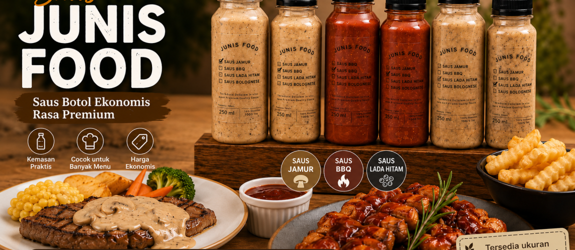 Saus junis food dengan varian saus jamur lada hitam dan bbq
