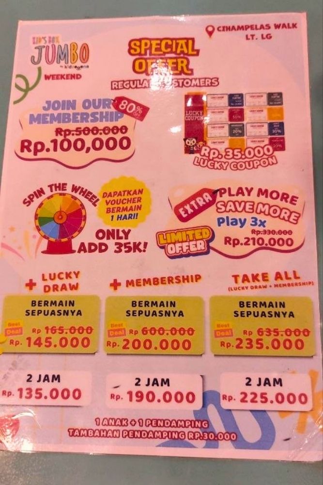 HTM dan membership kids box jumbo ciwalk bandung